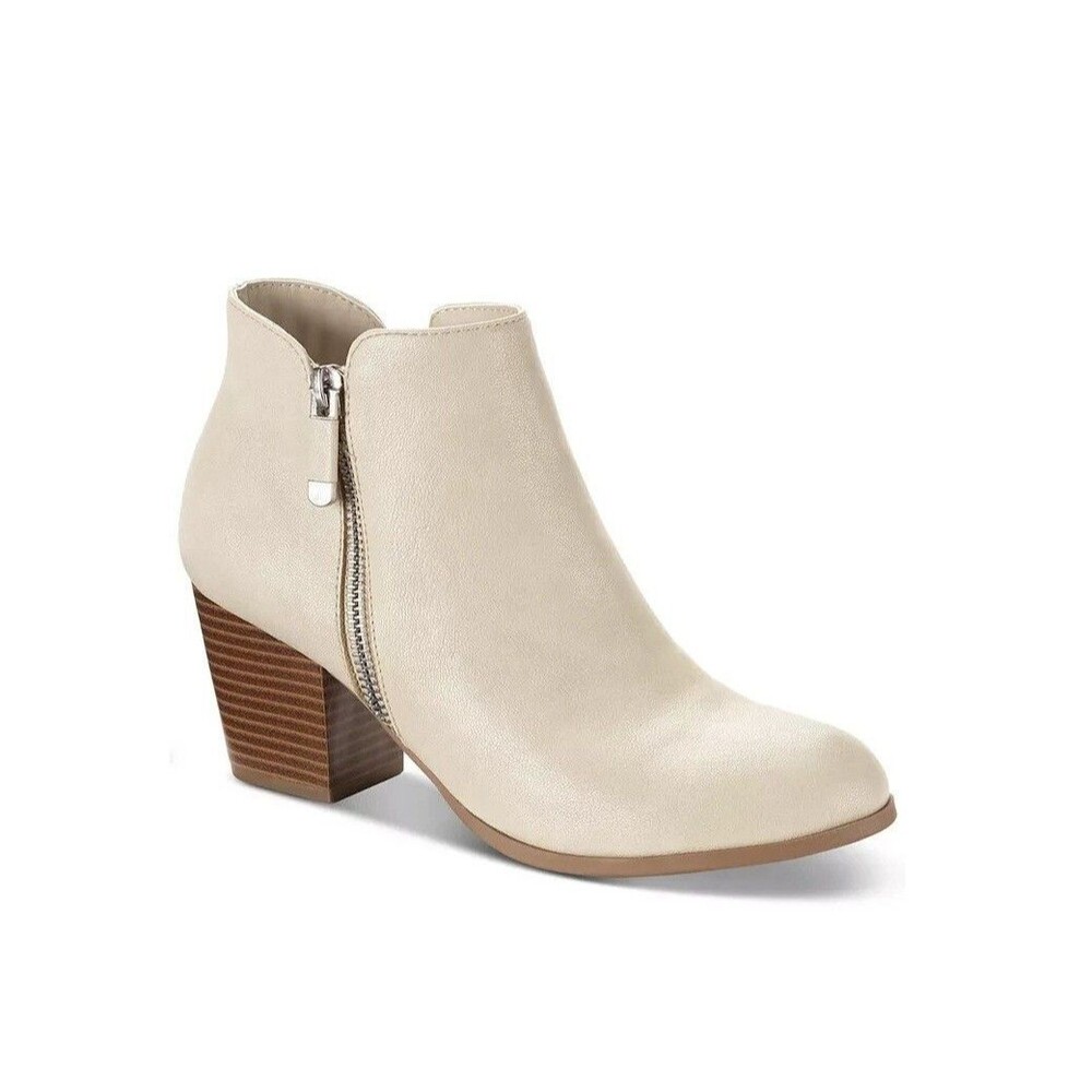 Style Co Womens 10 M Ivory Ecru Smooth Masrinaa Zip Up Ankle Boot NIB OU3
